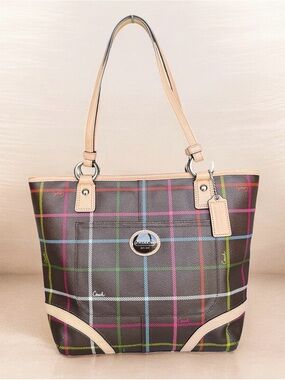 Coach Peyton Tattersall Shoulder Bag Tote